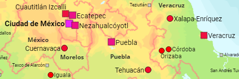 Mexico States and Major Cities
